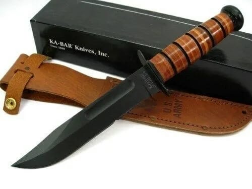 Ka-Bar 1219 Fighting/Utility Knife, Army, Serrated Edge, Leather Sheath — view 1