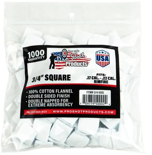 Proshot .17-.22 Cal. Rimfire 3/4in Sq. 1000CT. Patches — view 1
