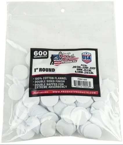Proshot .22-.270 Cal. 1" Rd. 600CT. Patches — view 1