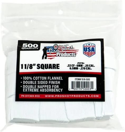 Proshot .22-.270 Cal. 11/8" Sq. 500CT. Patches — view 1